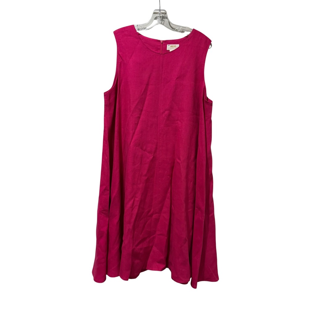 Maeve Anthropologie XL Melbourne Pink 100% Linen Sleeveless Dress B11